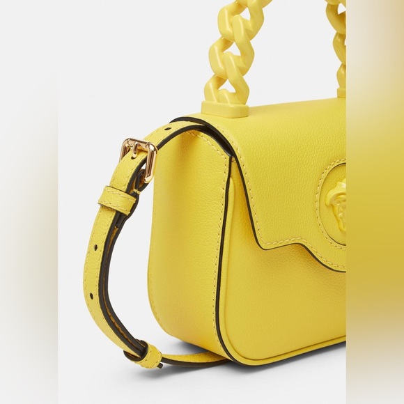 Versace La Medusa Mini Yellow Crossbody Top Handle Shoulder Bag NWT - Picture 7 of 14